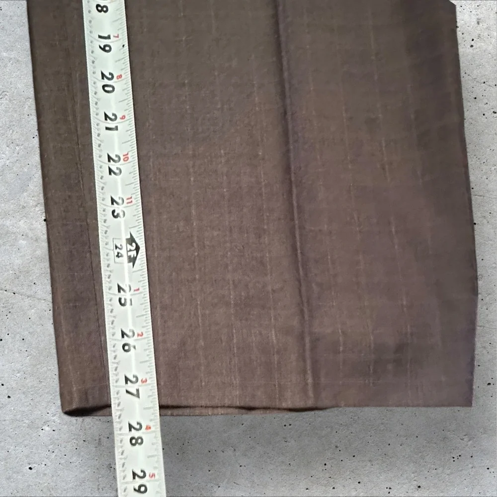 Van Heusen Men's Dress Pants Brown Plaid Check 38x29 Flat‎ Front